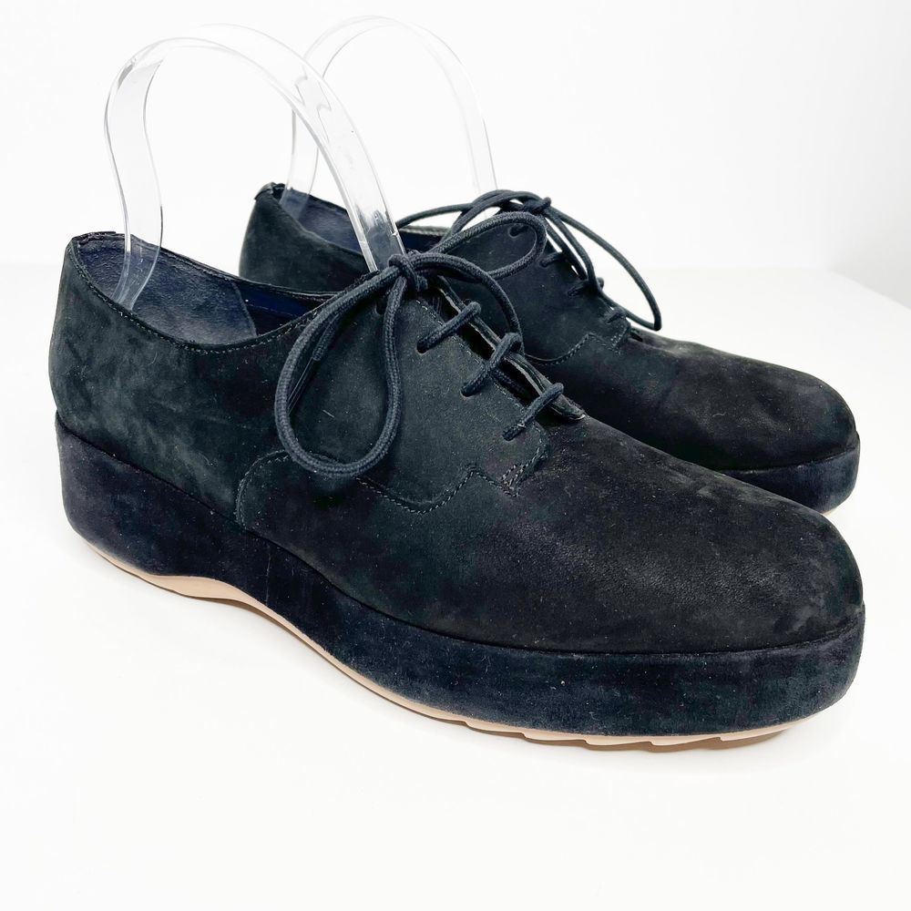 CAMPER Laika Dress Shoes platform oxford black suede wedge womens Eur 41 US 11